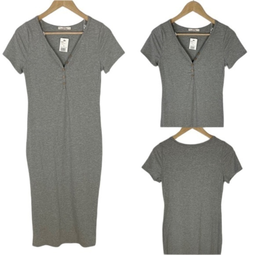 Ribbed Short Sleeve Midi Dress